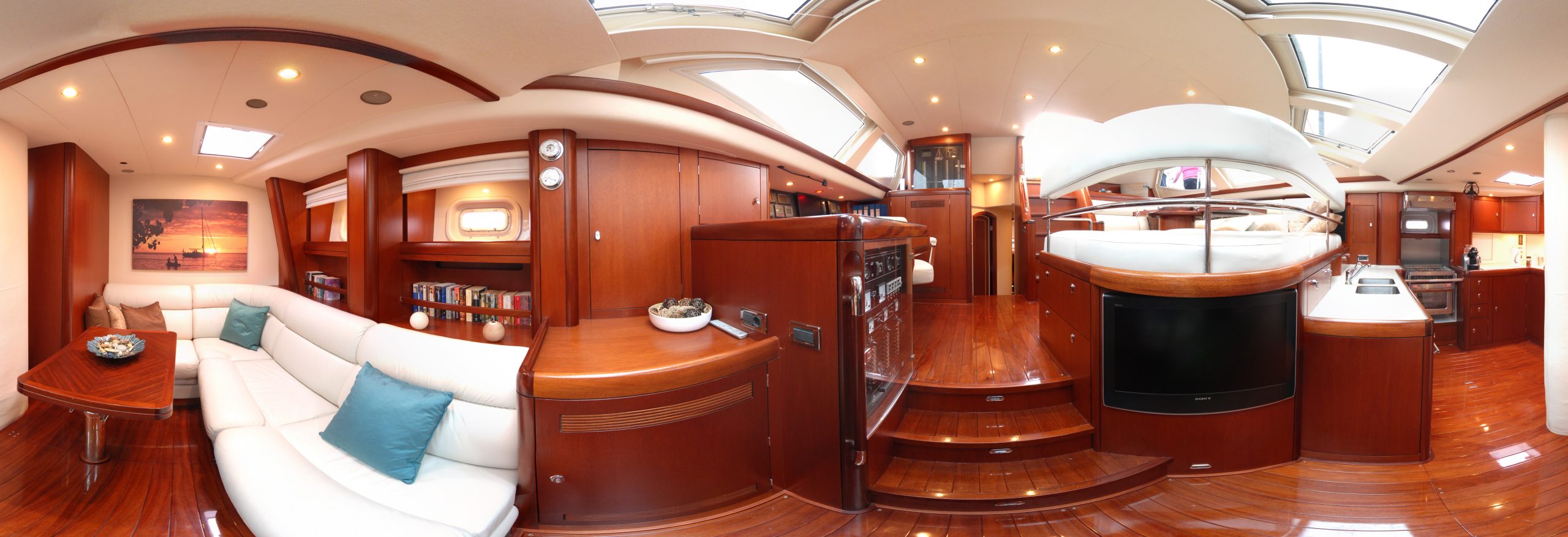 360 tour photography of a oyster yacht.